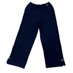 St. John Sport Wide Leg Pants Sz M Santana Knit High Waist Drawstring Old Money